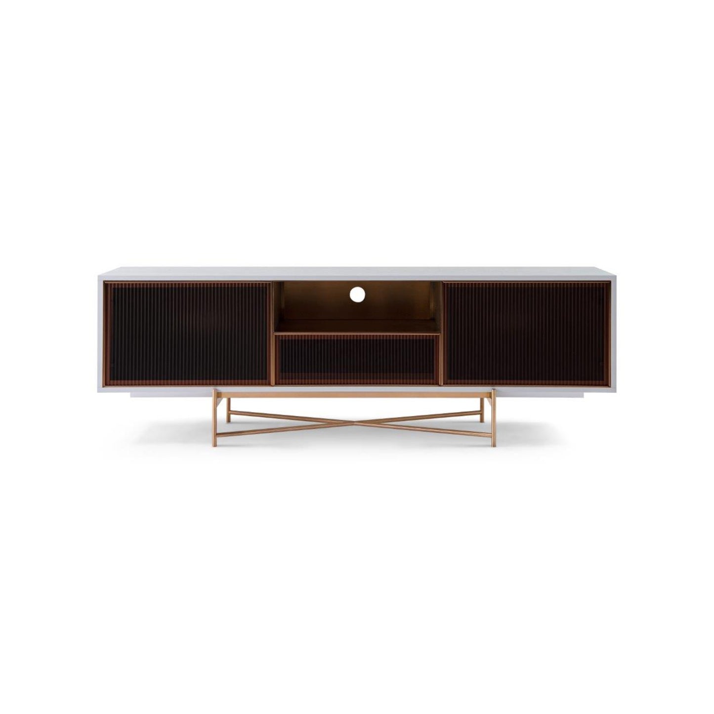 Adriana Amber Fluted Glass & Bronze Sideboard