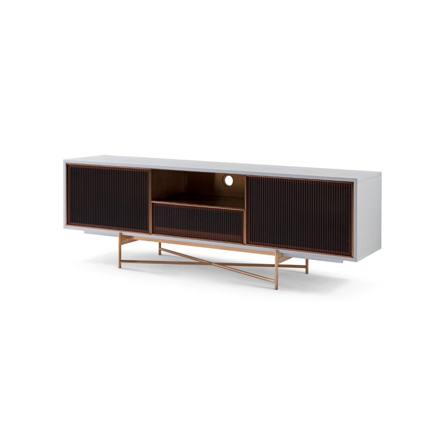 Adriana Amber Fluted Glass & Bronze Sideboard