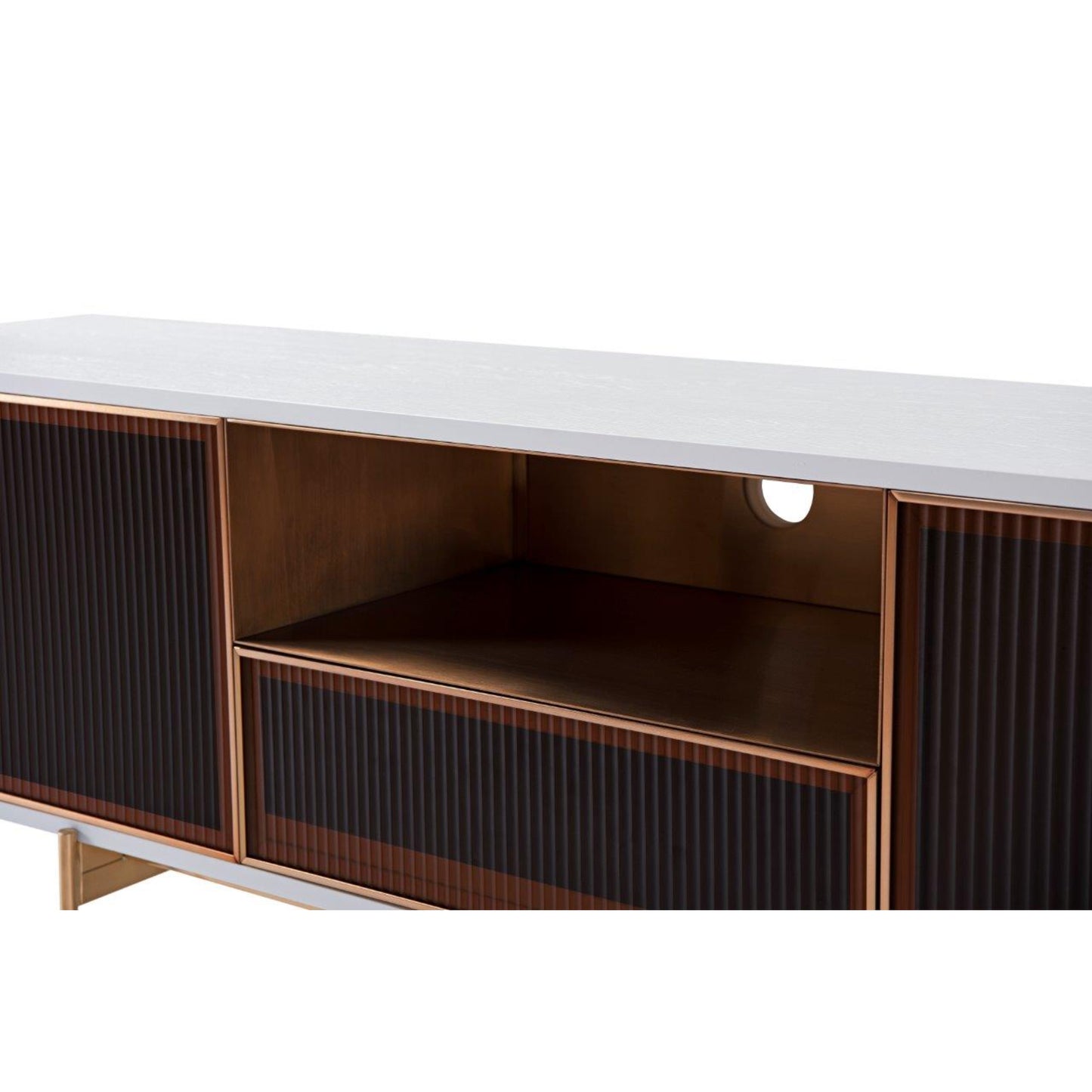 Adriana Amber Fluted Glass & Bronze Sideboard
