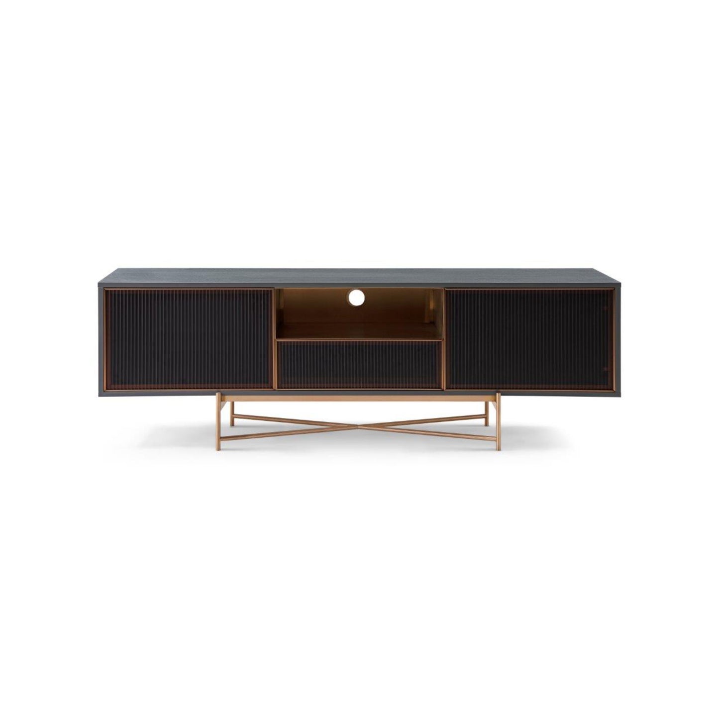 Adriana Grey With bronze & Amber Fluted Glass Sideboard