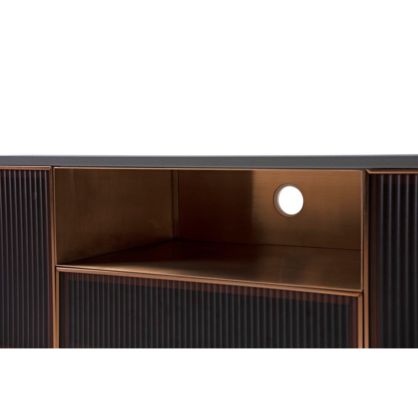 Adriana Grey With bronze & Amber Fluted Glass Sideboard
