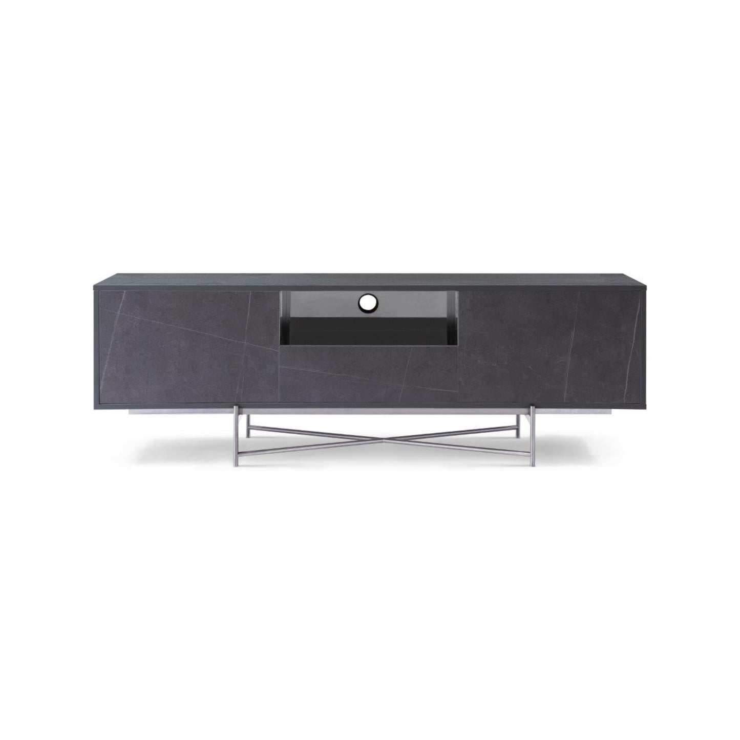 Adriana Grey With Dark Chrome & Grey Marble Sideboard