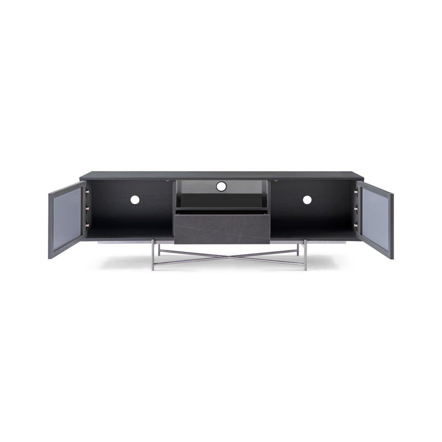 Adriana Grey With Dark Chrome & Grey Marble Sideboard