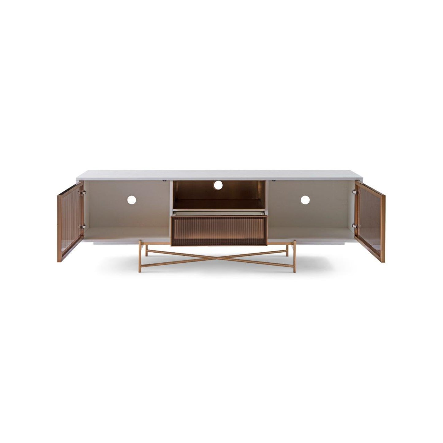 Adriana Amber Fluted Glass & Bronze Sideboard