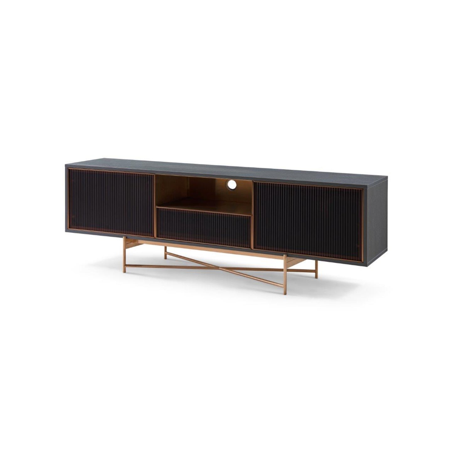 Adriana Grey With bronze & Amber Fluted Glass Sideboard