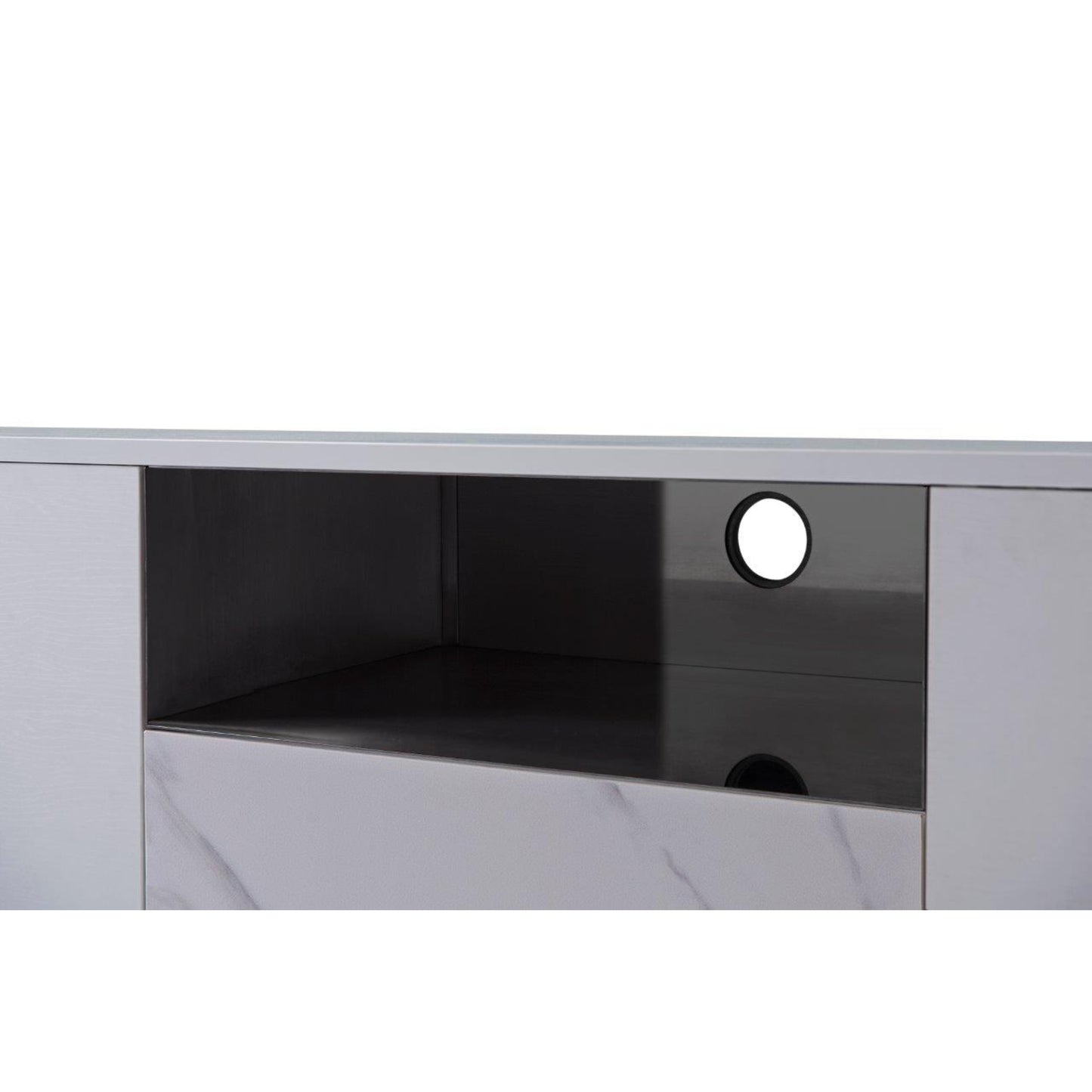 Adriana White With Dark Chrome & White Marble Sideboard