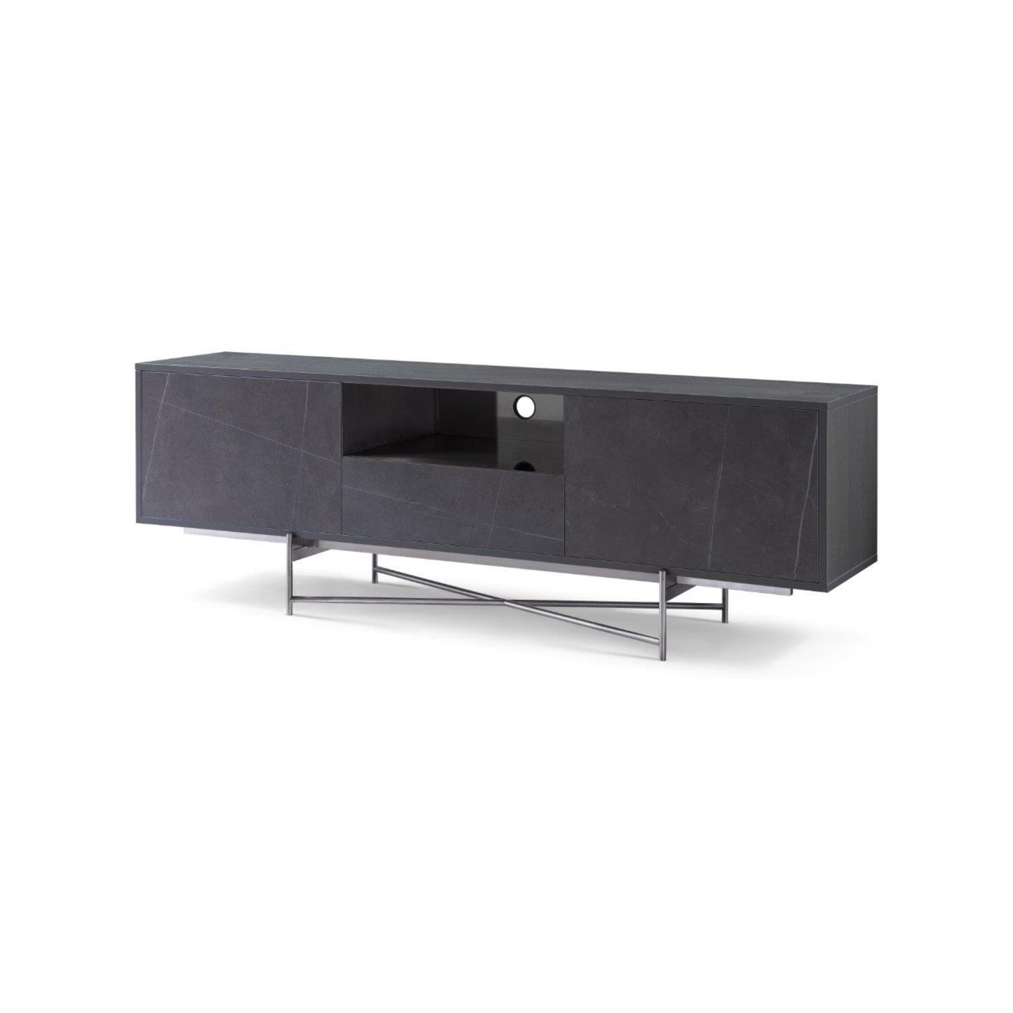 Adriana Grey With Dark Chrome & Grey Marble Sideboard