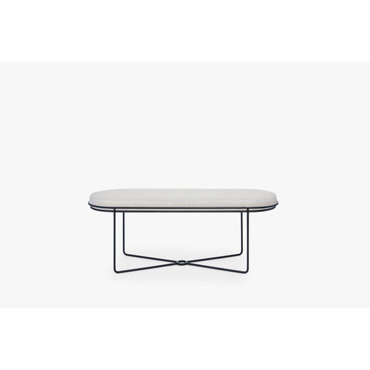 Finn Ottoman Stool - Silver Upholstered Top & BlackFrame