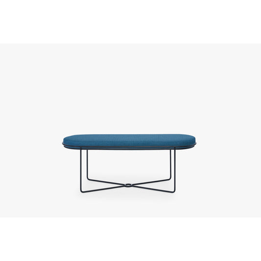 Finn Ottoman Stool - Admiral Blue Upholstered Top & Black Frame
