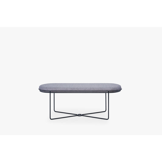 Finn Ottoman Stool - Pewter Grey Upholstered Top & Black Frame